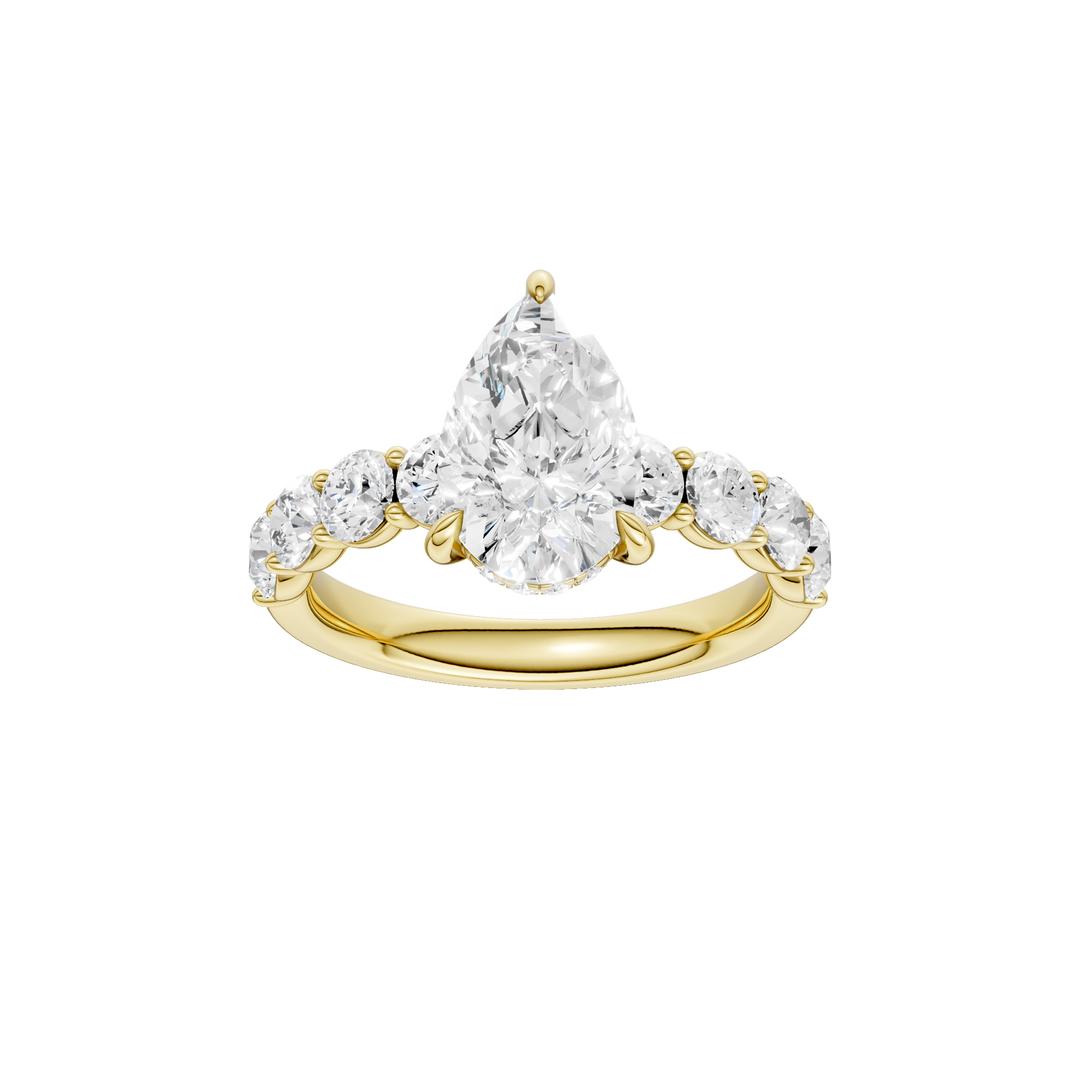 Semi Eternity Engagement Ring (Pear) in 14K Yellow Gold – Silvadi Jewelry Aurora CO
