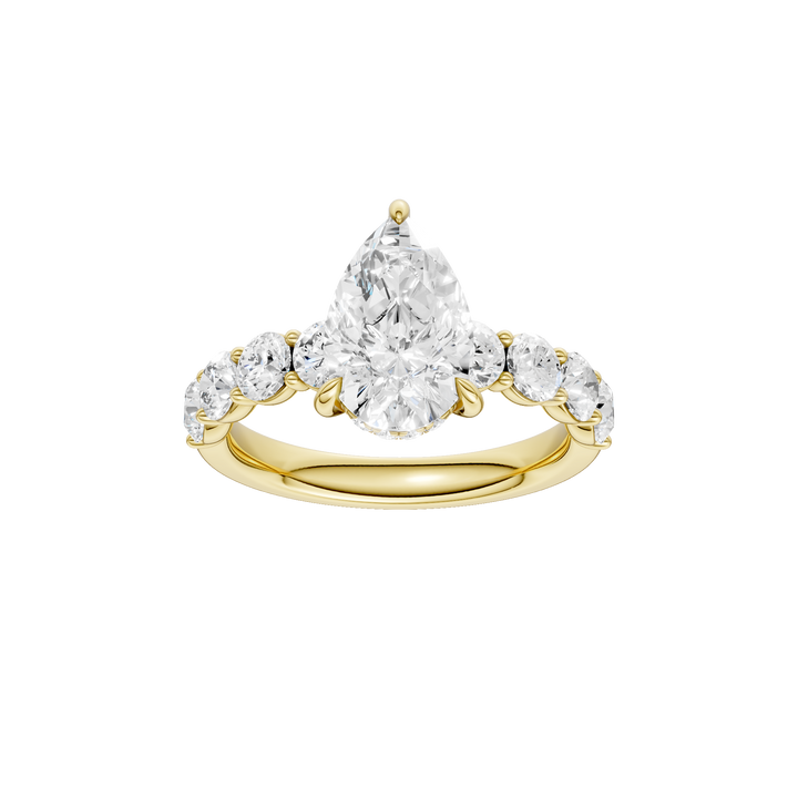 Semi Eternity Engagement Ring (Pear) in 14K Yellow Gold – Silvadi Jewelry Aurora CO