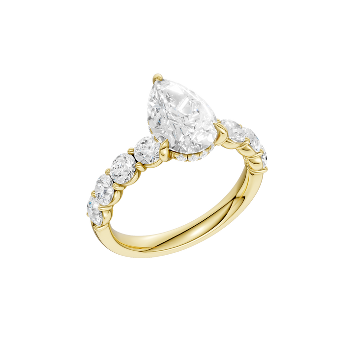 Semi Eternity Engagement Ring (Pear) in 14K Yellow Gold – Silvadi Jewelry Aurora CO