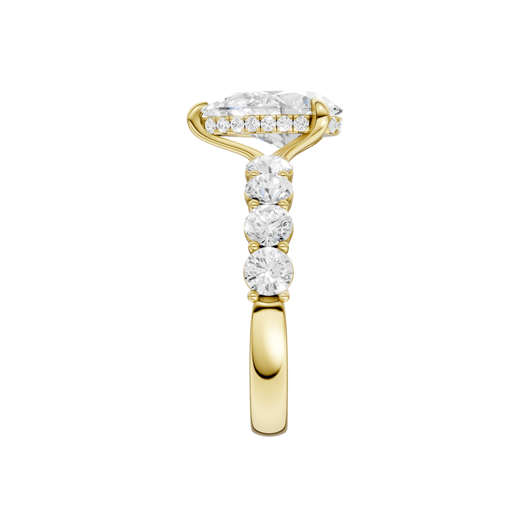 Semi Eternity Engagement Ring (Pear) in 14K Yellow Gold – Silvadi Jewelry Aurora CO