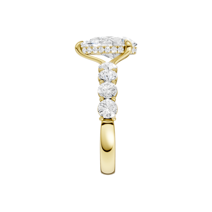 Semi Eternity Engagement Ring (Pear) in 14K Yellow Gold – Silvadi Jewelry Aurora CO