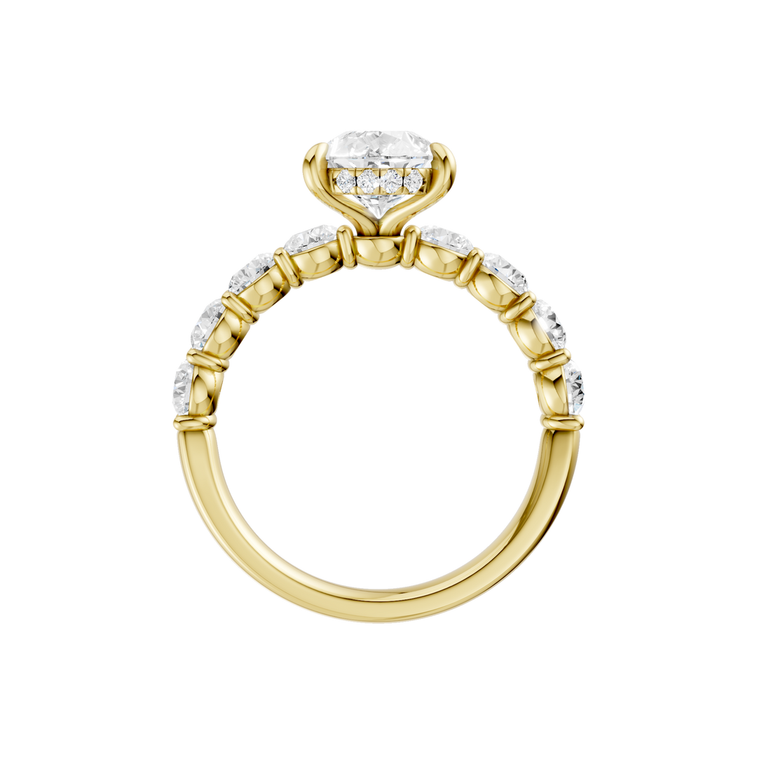 Semi Eternity Engagement Ring (Pear) in 14K Yellow Gold – Silvadi Jewelry Aurora CO