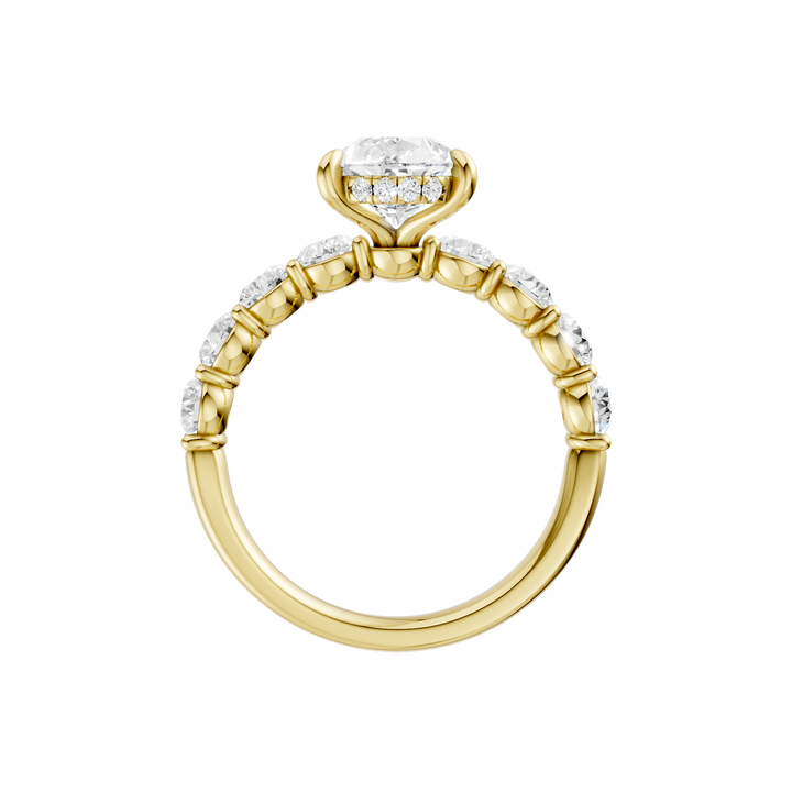 Semi Eternity Engagement Ring (Pear) in 14K Yellow Gold – Silvadi Jewelry Aurora CO