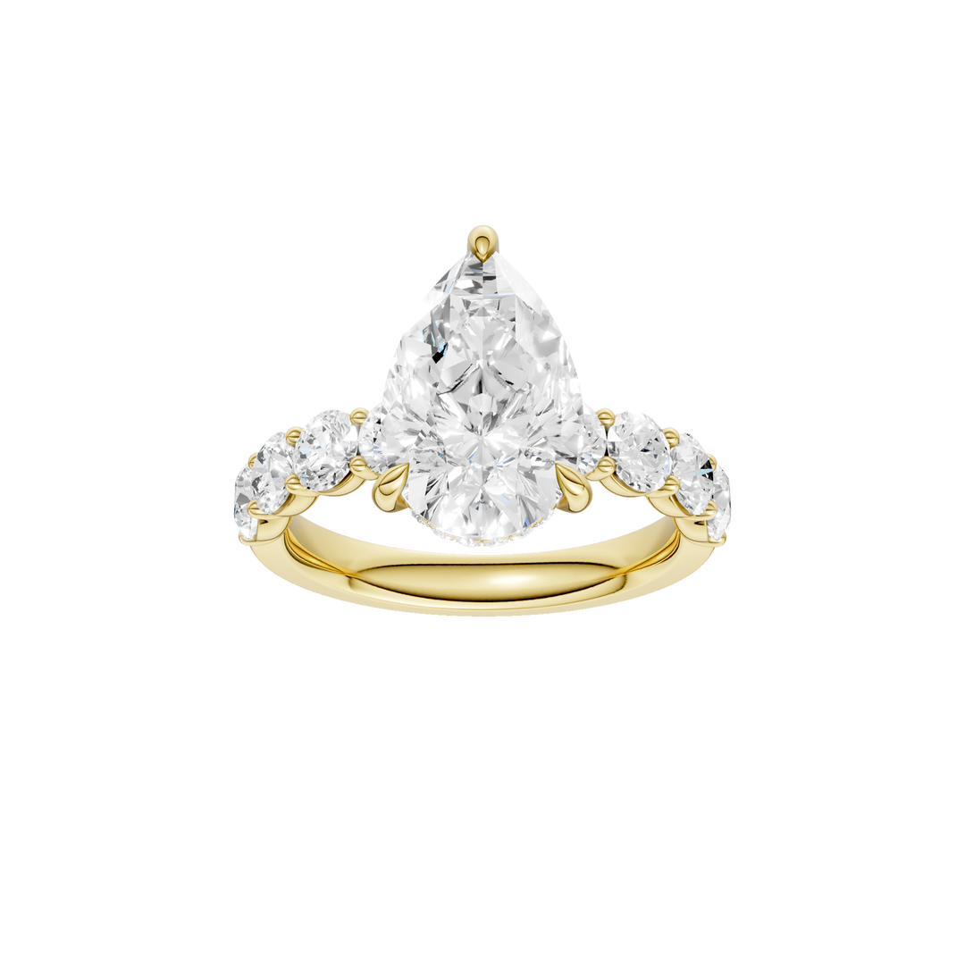 Semi Eternity Engagement Ring (Pear) in 14K Yellow Gold – Silvadi Jewelry Aurora CO