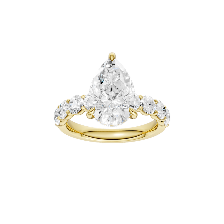Semi Eternity Engagement Ring (Pear) in 14K Yellow Gold – Silvadi Jewelry Aurora CO