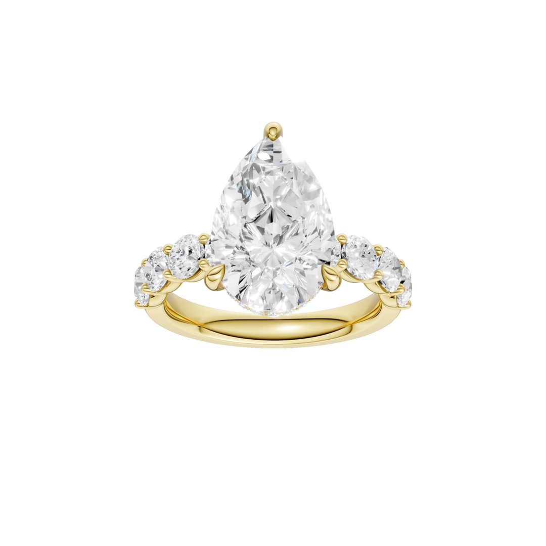 Semi Eternity Engagement Ring (Pear) in 14K Yellow Gold – Silvadi Jewelry Aurora CO