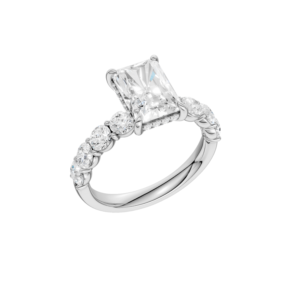 Semi Eternity Engagement Ring (Radiant) in 14K White Gold – Silvadi Jewelry Aurora CO