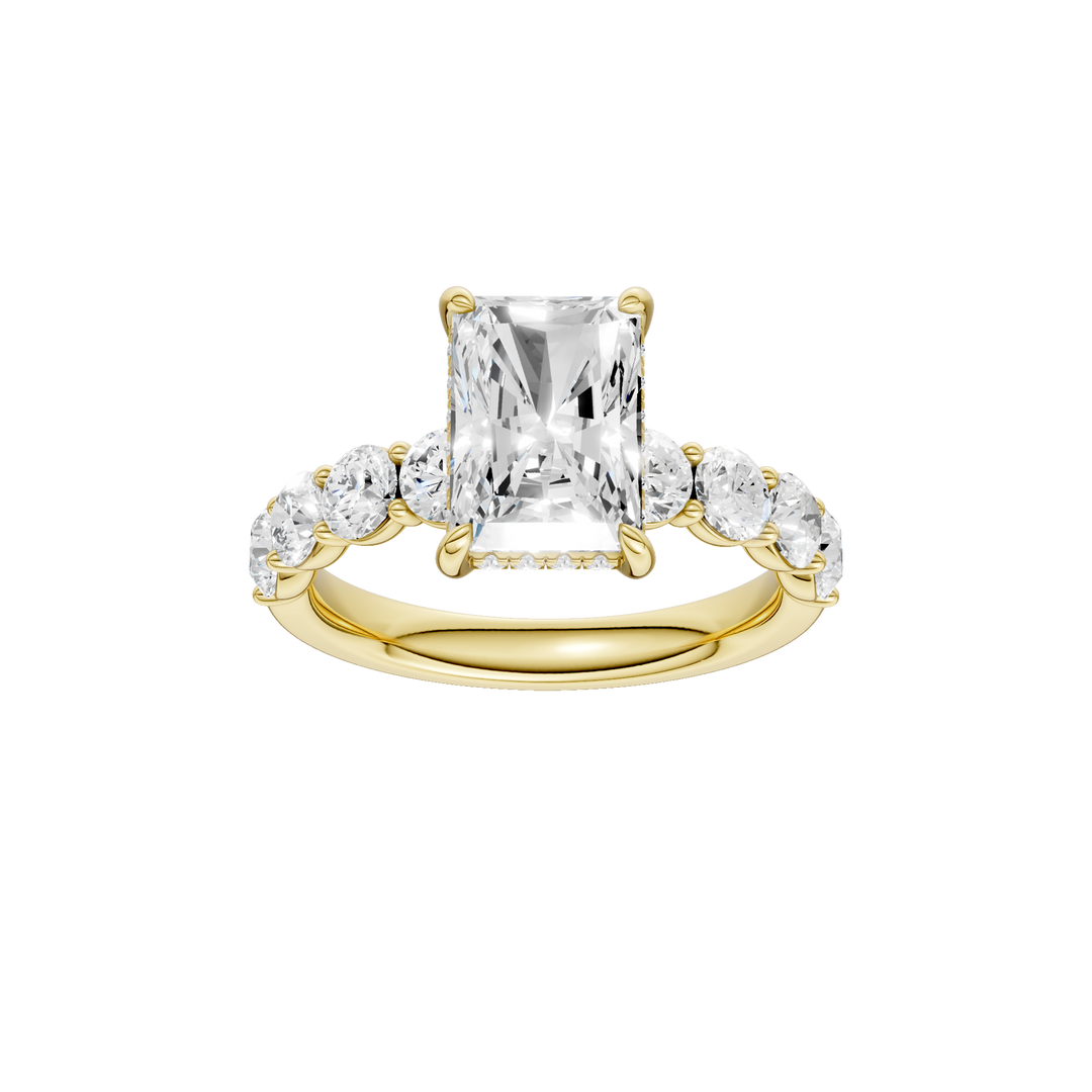 Semi Eternity Engagement Ring (Radiant) in 14K Yellow Gold – Silvadi Jewelry Aurora CO