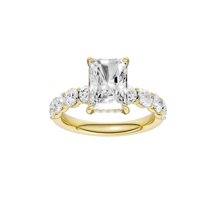 Semi Eternity Engagement Ring (Radiant) in 14K Yellow Gold – Silvadi Jewelry Aurora CO