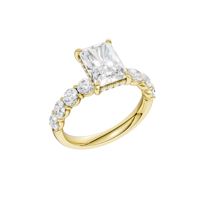 Semi Eternity Engagement Ring (Radiant) in 14K Yellow Gold – Silvadi Jewelry Aurora CO