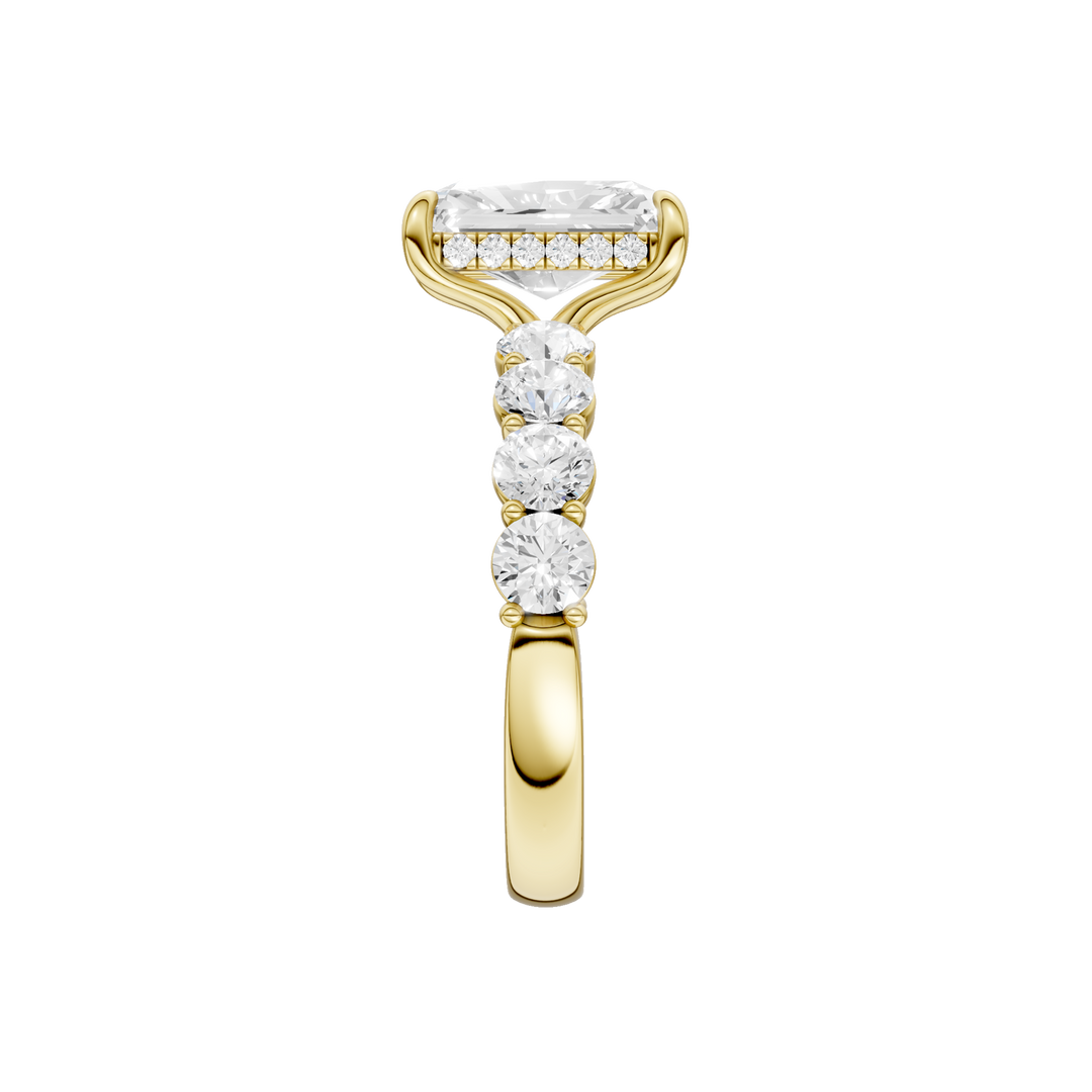 Semi Eternity Engagement Ring (Radiant) in 14K Yellow Gold – Silvadi Jewelry Aurora CO
