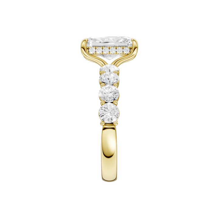 Semi Eternity Engagement Ring (Radiant) in 14K Yellow Gold – Silvadi Jewelry Aurora CO