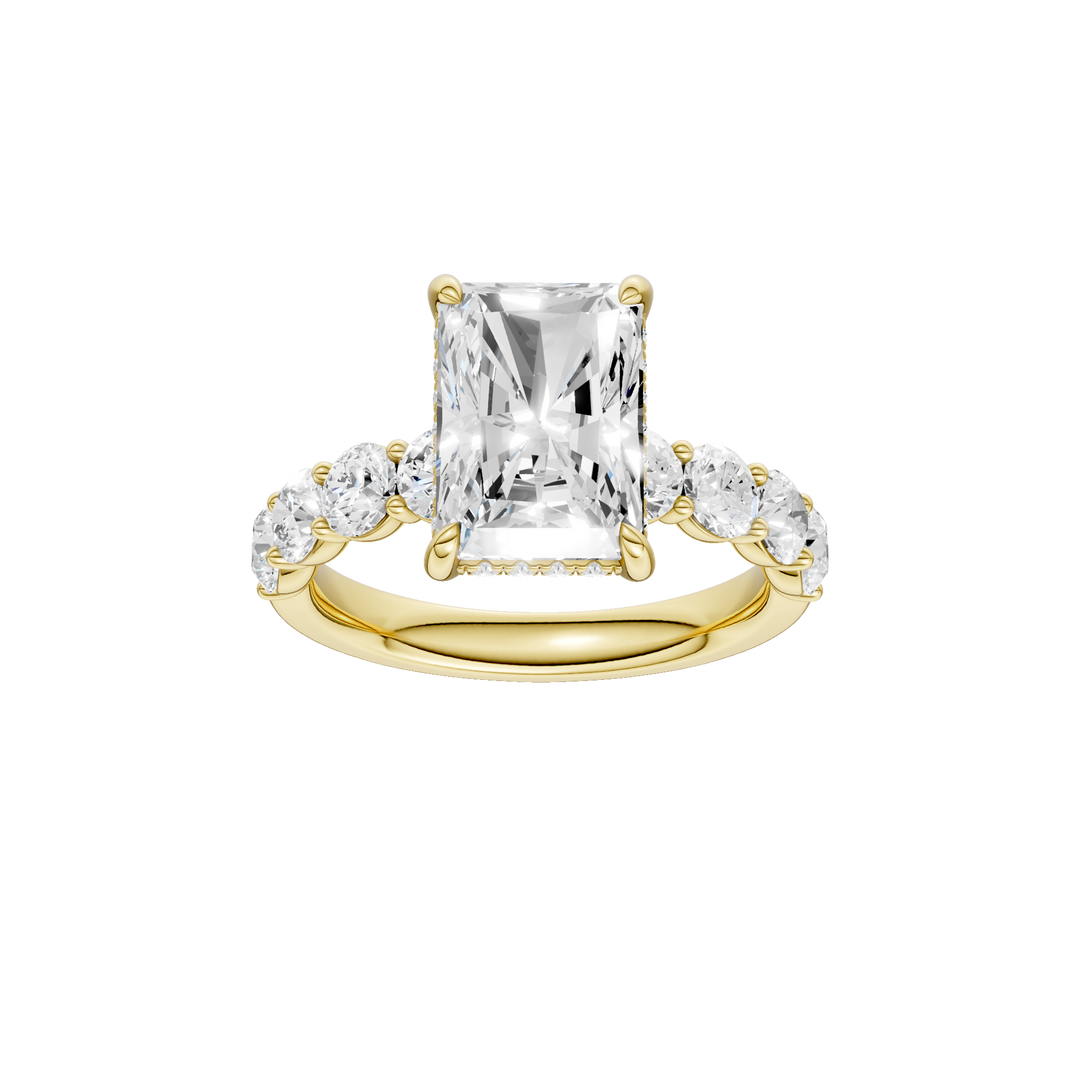 Semi Eternity Engagement Ring (Radiant) in 14K Yellow Gold – Silvadi Jewelry Aurora CO