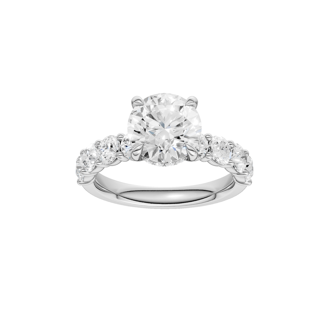Semi Eternity Engagement Ring (Round) in 14K White Gold – Silvadi Jewelry Aurora CO