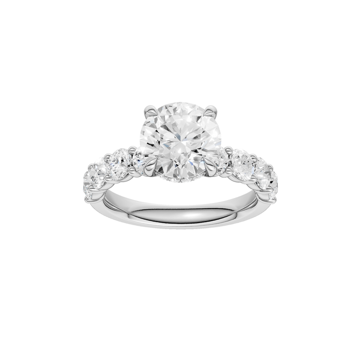 Semi Eternity Engagement Ring (Round) in 14K White Gold – Silvadi Jewelry Aurora CO