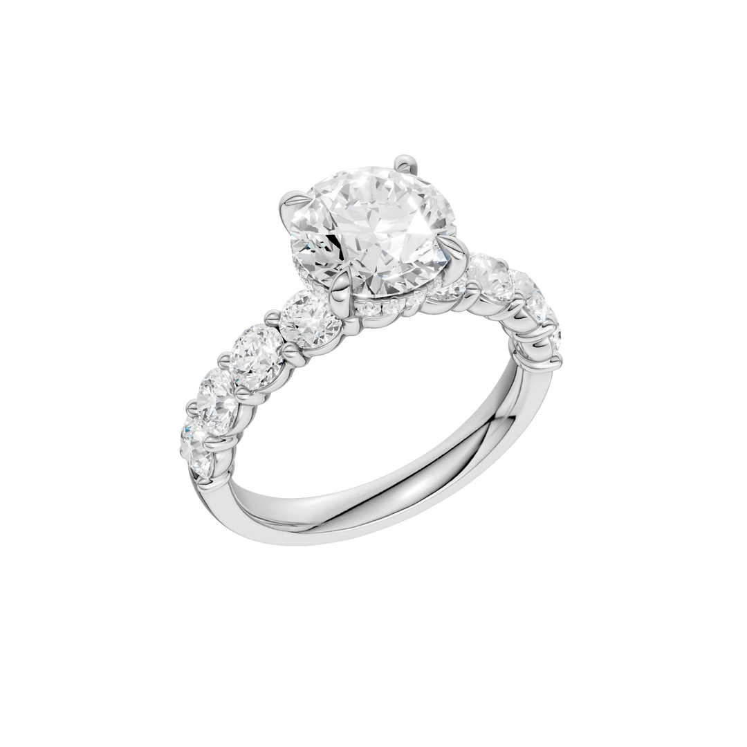 Semi Eternity Engagement Ring (Round) in 14K White Gold – Silvadi Jewelry Aurora CO