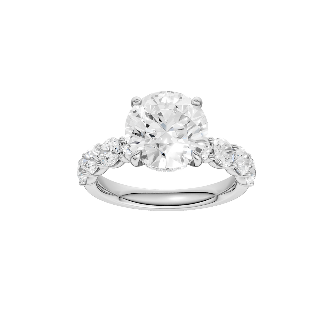 Semi Eternity Engagement Ring (Round) in 14K White Gold – Silvadi Jewelry Aurora CO