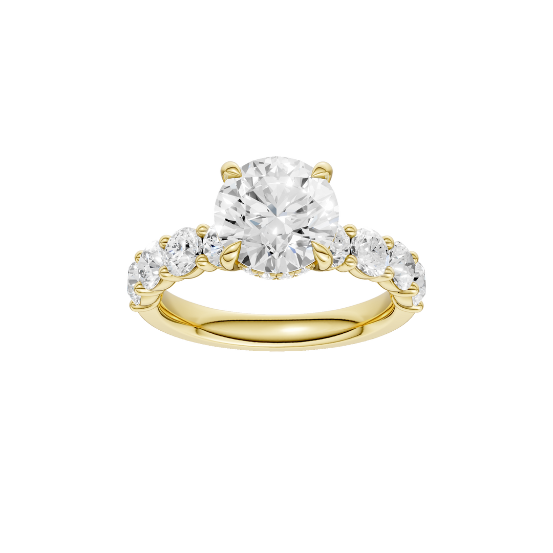 Semi Eternity Engagement Ring (Round) in 14K Yellow Gold – Silvadi Jewelry Aurora CO