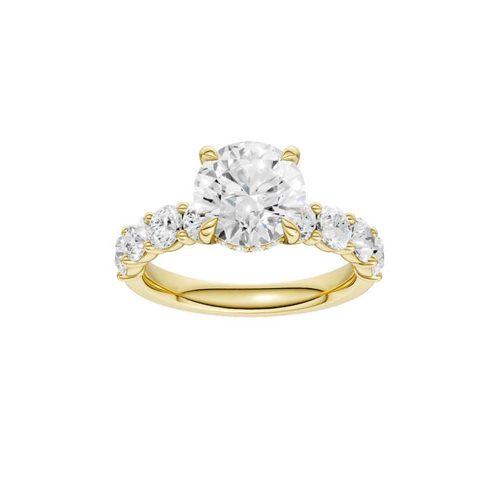 Semi Eternity Engagement Ring (Round) in 14K Yellow Gold – Silvadi Jewelry Aurora CO