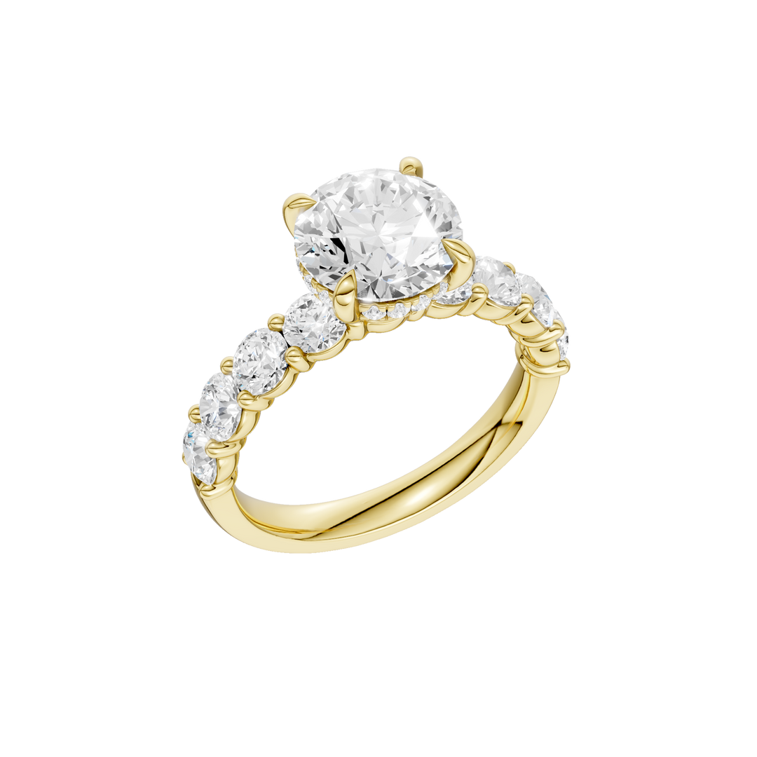 Semi Eternity Engagement Ring (Round) in 14K Yellow Gold – Silvadi Jewelry Aurora CO