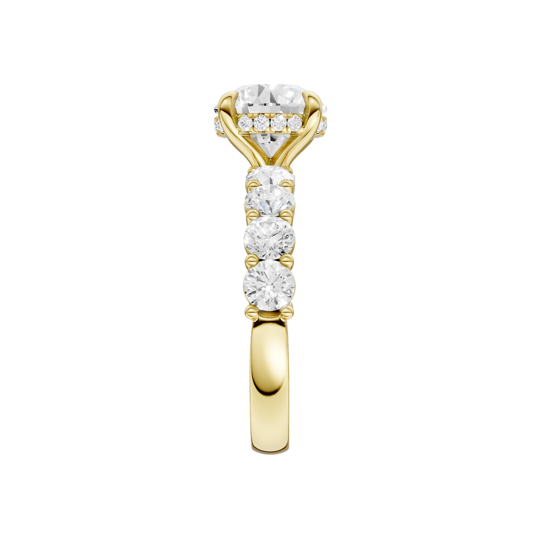 Semi Eternity Engagement Ring (Round) in 14K Yellow Gold – Silvadi Jewelry Aurora CO