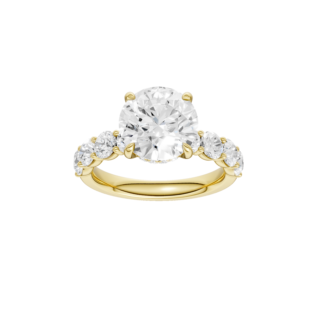 Semi Eternity Engagement Ring (Round) in 14K Yellow Gold – Silvadi Jewelry Aurora CO