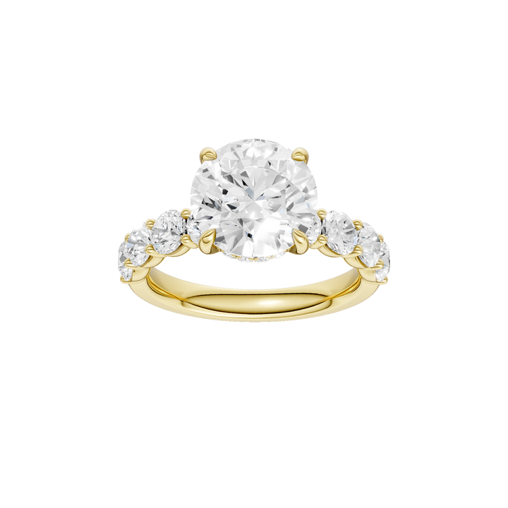 Semi Eternity Engagement Ring (Round) in 14K Yellow Gold – Silvadi Jewelry Aurora CO