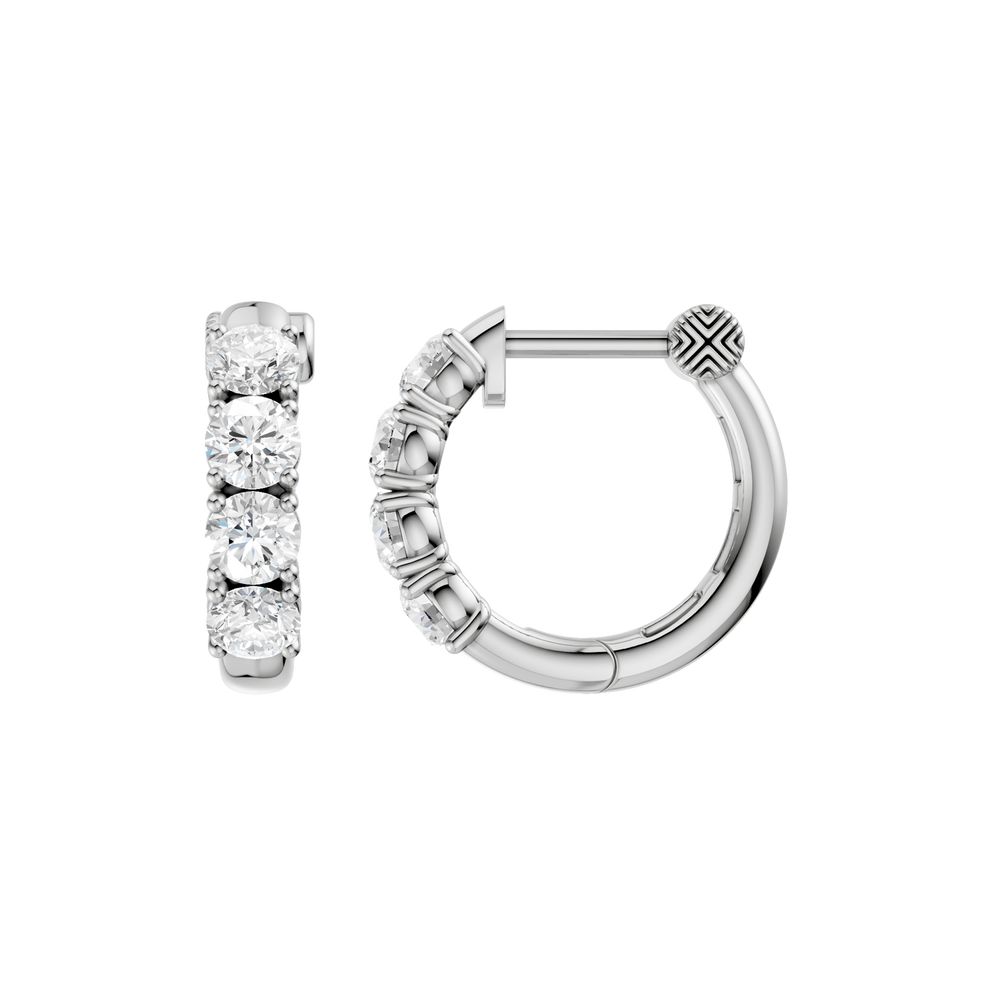 Semi Eternity Huggies Hoop Earrings (Round) in 14K White Gold – Silvadi Jewelry Aurora CO