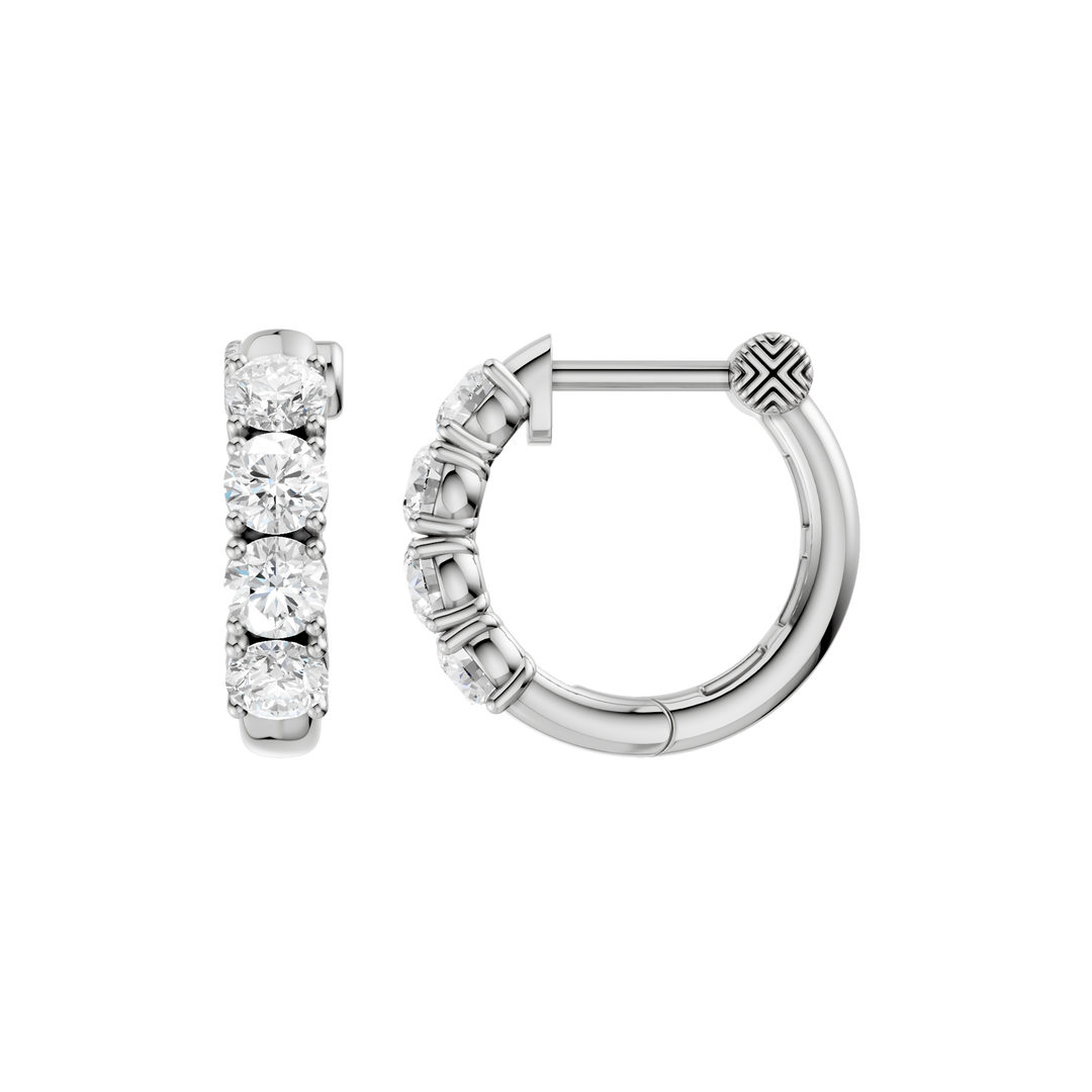 Semi Eternity Huggies Hoop Earrings (Round) in 14K White Gold – Silvadi Jewelry Aurora CO