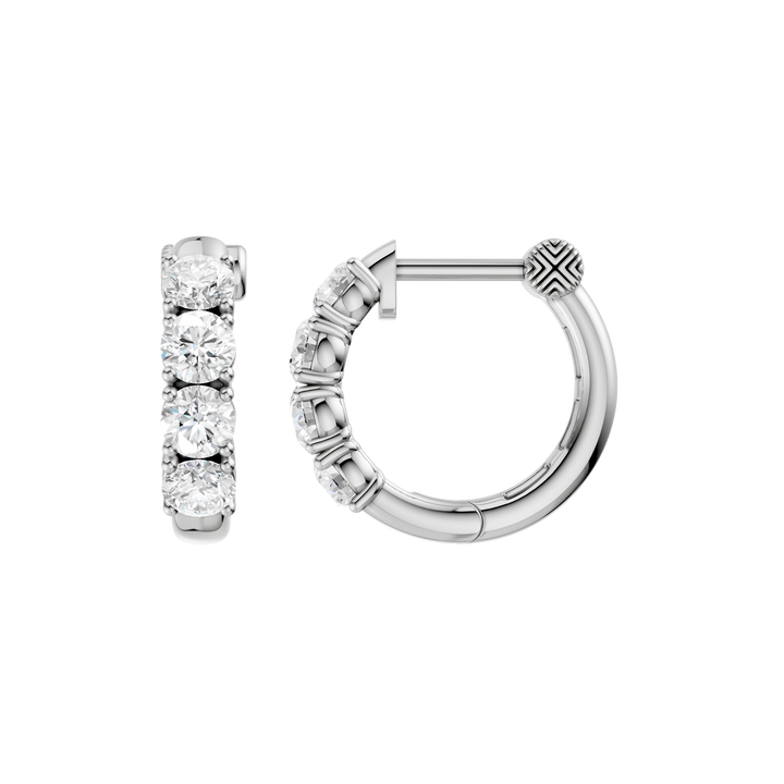 Semi Eternity Huggies Hoop Earrings (Round) in 14K White Gold – Silvadi Jewelry Aurora CO