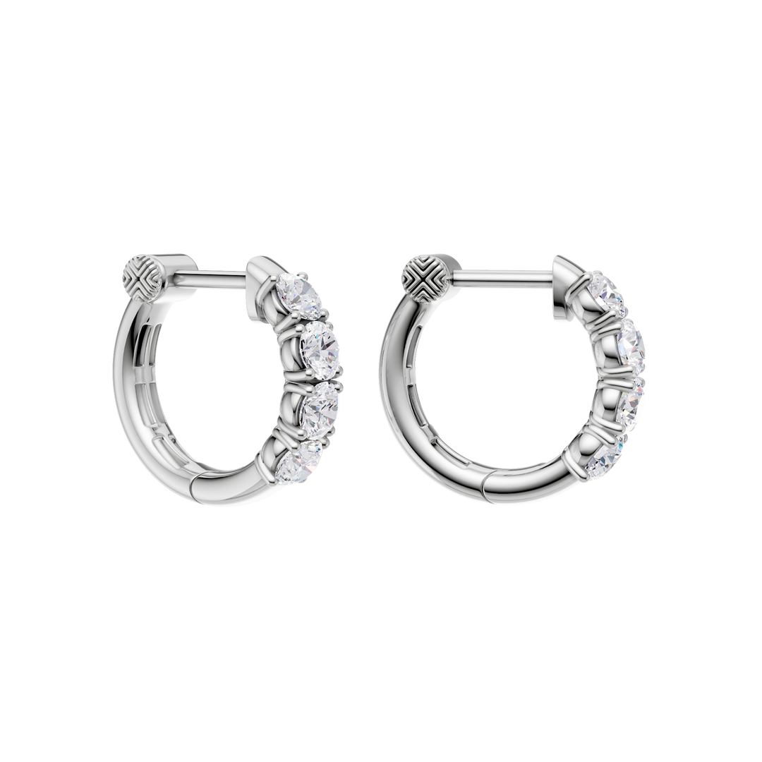 Semi Eternity Huggies Hoop Earrings (Round) in 14K White Gold – Silvadi Jewelry Aurora CO