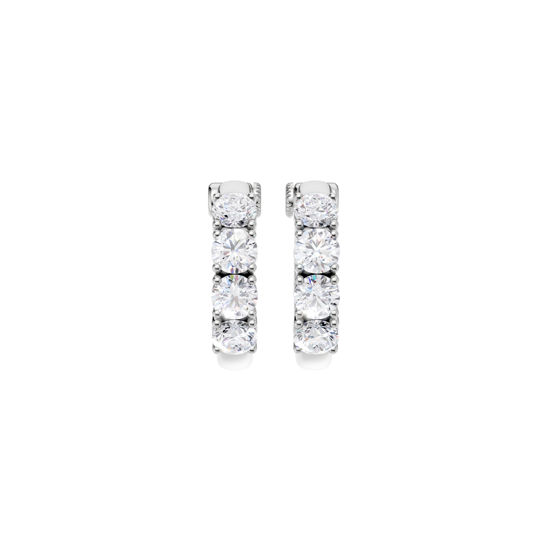 Semi Eternity Huggies Hoop Earrings (Round) in 14K White Gold – Silvadi Jewelry Aurora CO