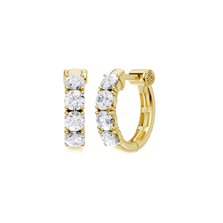 Semi Eternity Huggies Hoop Earrings (Round) in 14K Yellow Gold – Silvadi Jewelry Aurora CO
