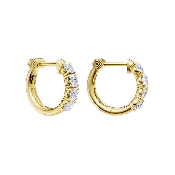 Semi Eternity Huggies Hoop Earrings (Round) in 14K Yellow Gold – Silvadi Jewelry Aurora CO
