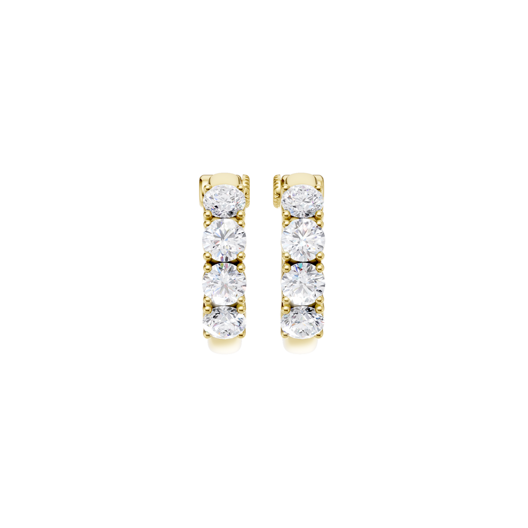Semi Eternity Huggies Hoop Earrings (Round) in 14K Yellow Gold – Silvadi Jewelry Aurora CO