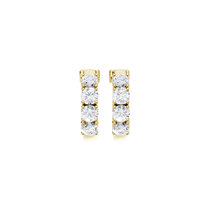 Semi Eternity Huggies Hoop Earrings (Round) in 14K Yellow Gold – Silvadi Jewelry Aurora CO