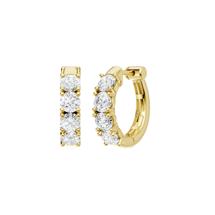 Semi Eternity Huggies Hoop Earrings (Round) in 14K Yellow Gold – Silvadi Jewelry Aurora CO