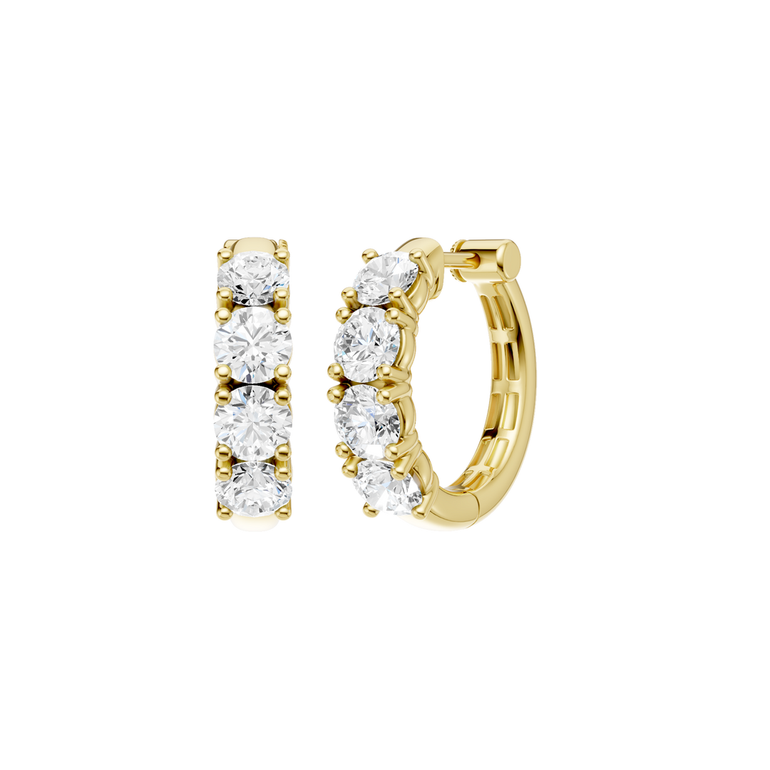 Semi Eternity Huggies Hoop Earrings (Round) in 14K Yellow Gold – Silvadi Jewelry Aurora CO