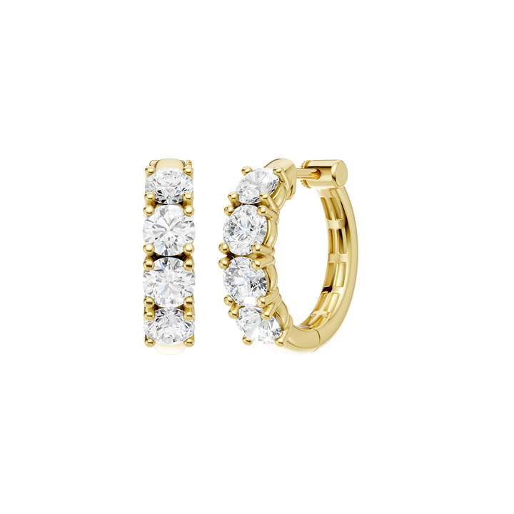 Semi Eternity Huggies Hoop Earrings (Round) in 14K Yellow Gold – Silvadi Jewelry Aurora CO