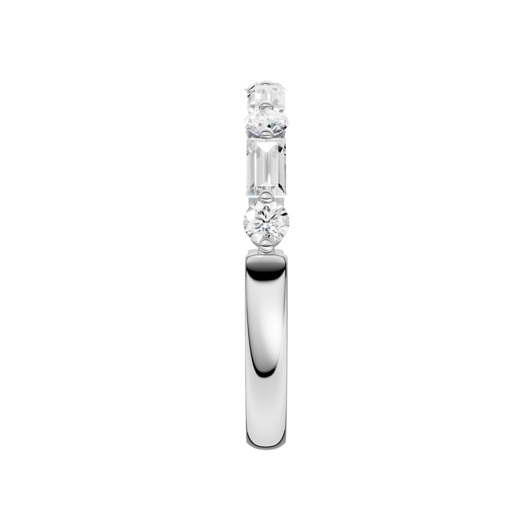 Single Shared-Prong Wedding Band (Round, Baguette) in 14K White Gold – Silvadi Jewelry Aurora CO