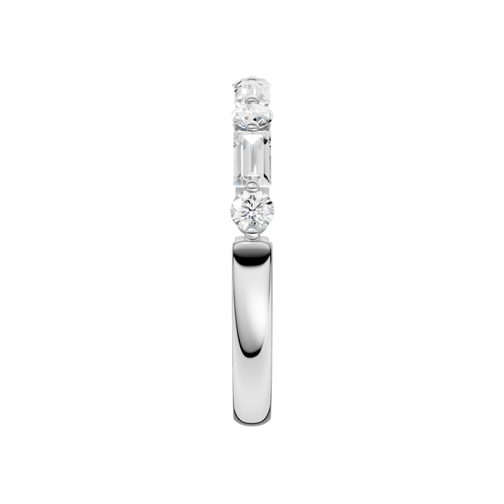 Single Shared-Prong Wedding Band (Round, Baguette) in 14K White Gold – Silvadi Jewelry Aurora CO