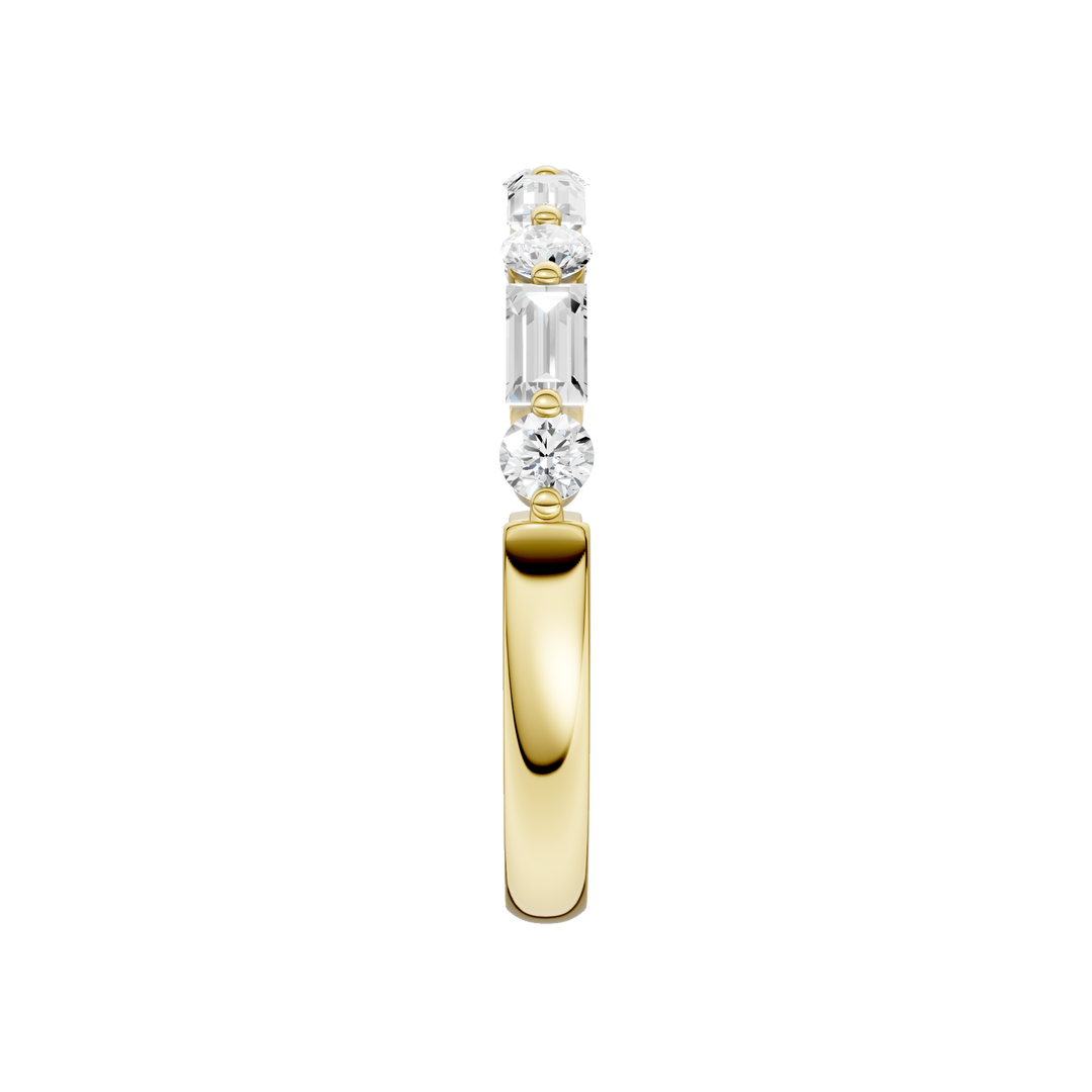 Single Shared-Prong Wedding Band (Round, Baguette) in 14K Yellow Gold – Silvadi Jewelry Aurora CO