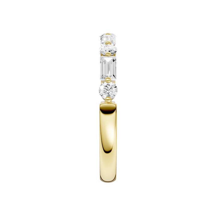 Single Shared-Prong Wedding Band (Round, Baguette) in 14K Yellow Gold – Silvadi Jewelry Aurora CO