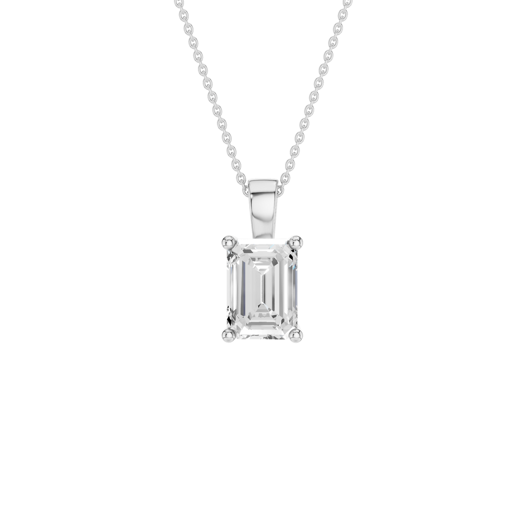 Solitaire Pendant (Emerald) in 14K White Gold – Silvadi Jewelry Aurora CO