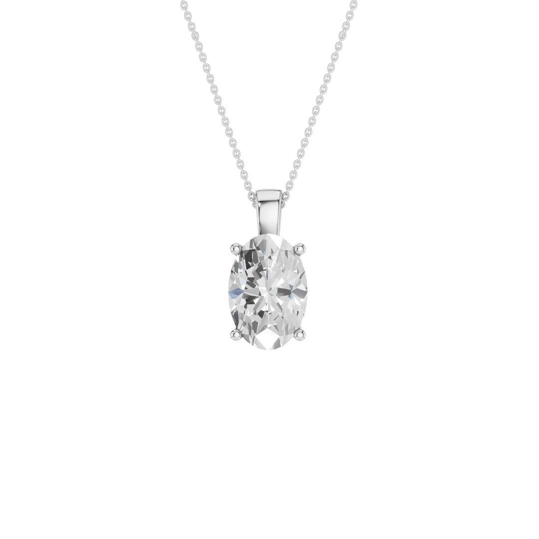 Solitaire Pendant (Oval) in 14K White Gold – Silvadi Jewelry Aurora CO