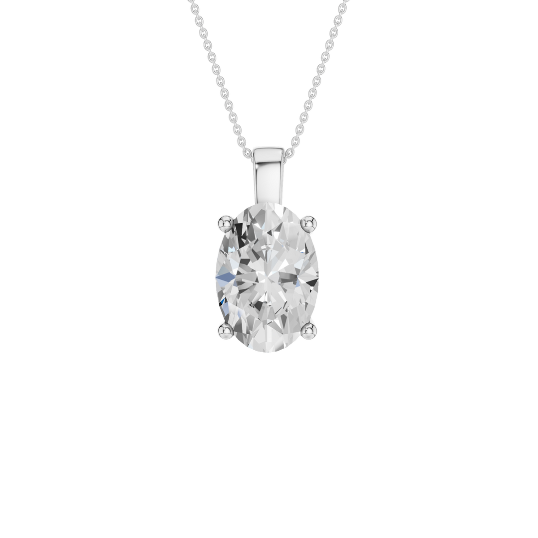 Solitaire Pendant (Oval) in 14K White Gold – Silvadi Jewelry Aurora CO
