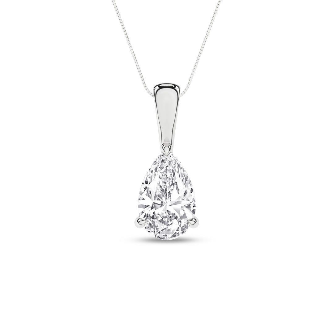 Solitaire Pendant (Pear) in 14K White Gold – Silvadi Jewelry Aurora CO