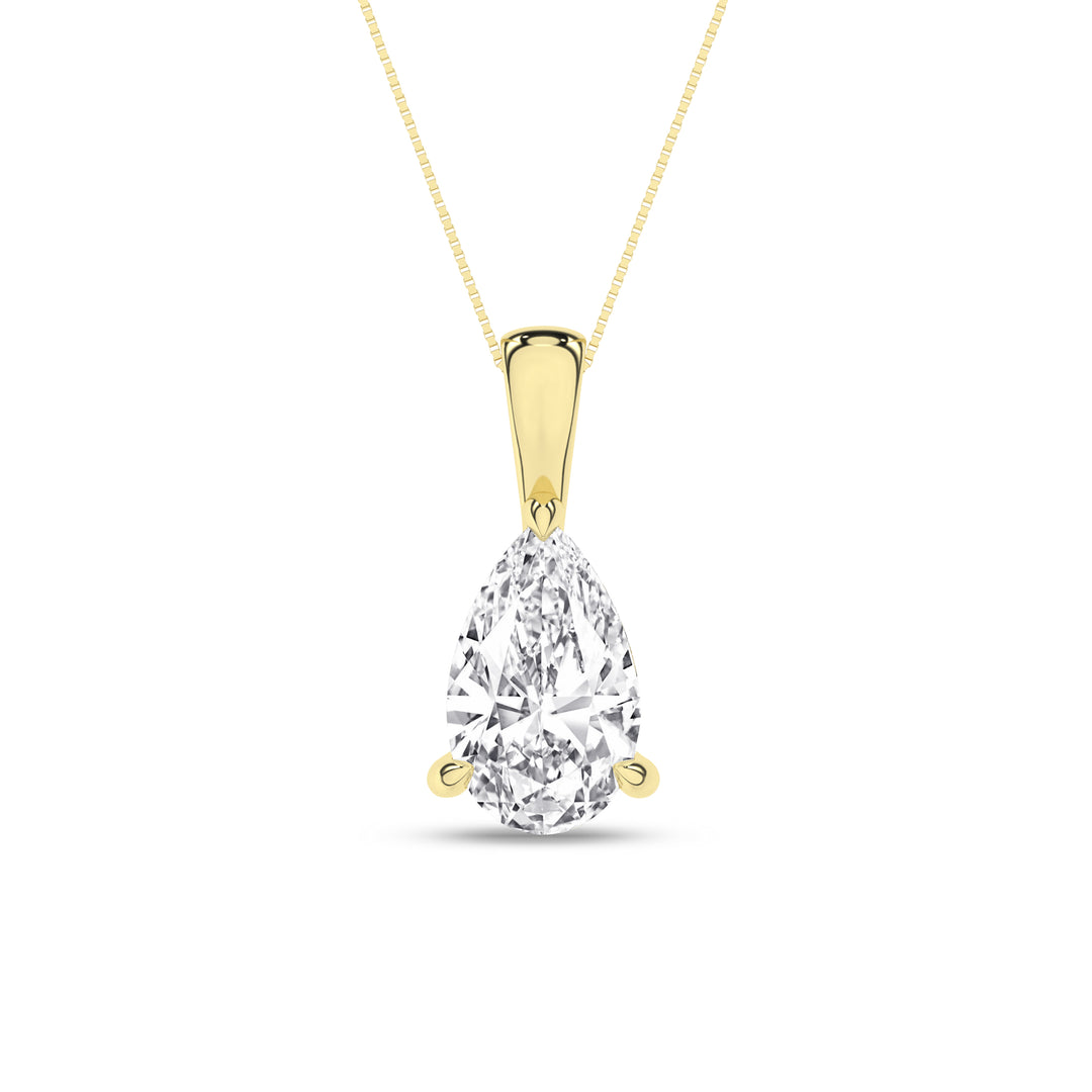 Solitaire Pendant (Pear) in 14K Yellow Gold – Silvadi Jewelry Aurora CO