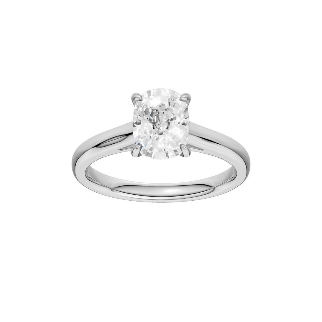 Solitaire Ring (Elongated Cushion) in 14K White Gold – Silvadi Jewelry Aurora CO