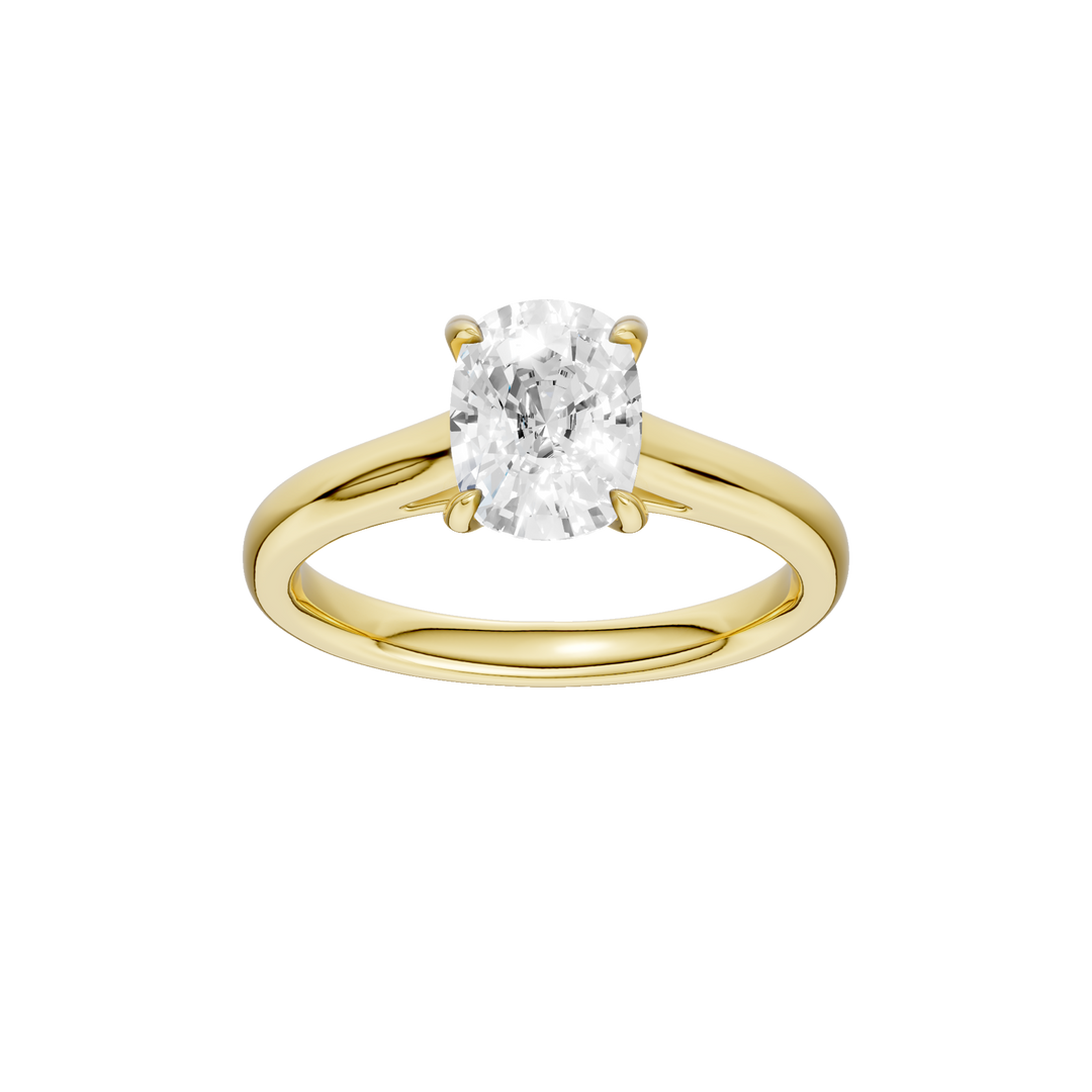 Solitaire Ring (Elongated Cushion) in 14K Yellow Gold – Silvadi Jewelry Aurora CO